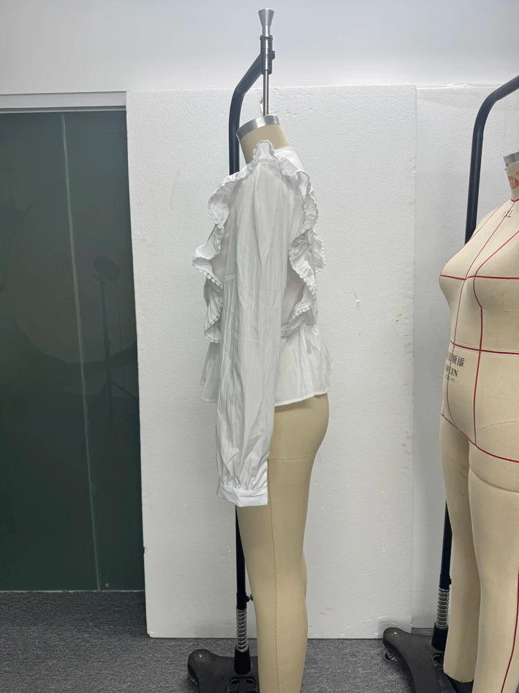 Blusa Casual com Renda e Babados