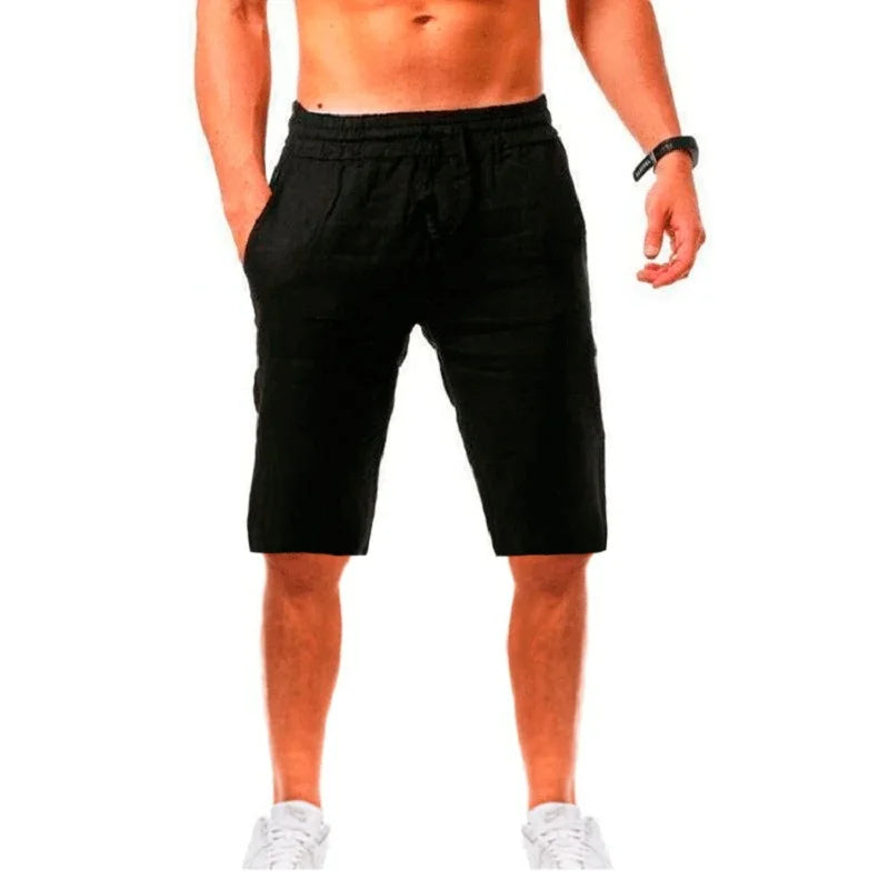 Shorts Masculinos de Algodão e Linho,
