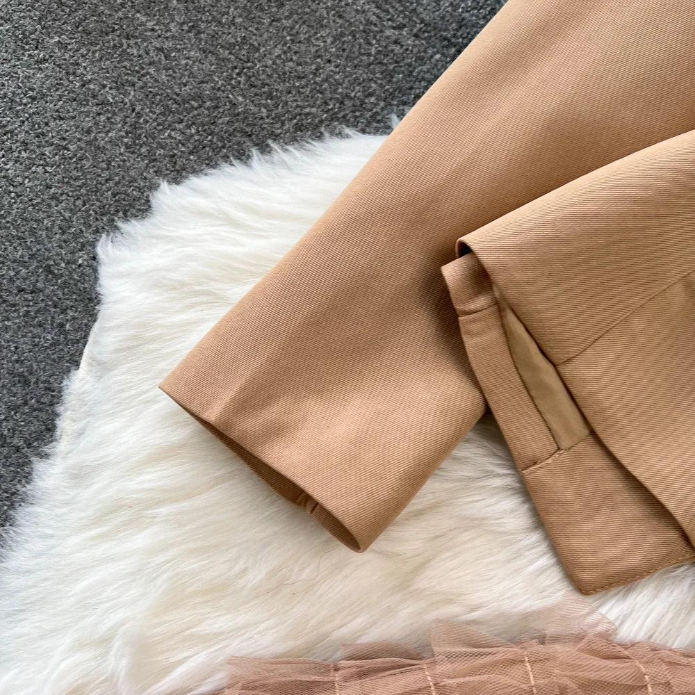 Conjunto de Saia Faionable Cintura Alta em Camadas