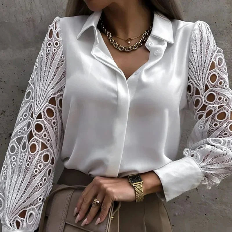 Blusa Feminina Lisa Elegante Decote V