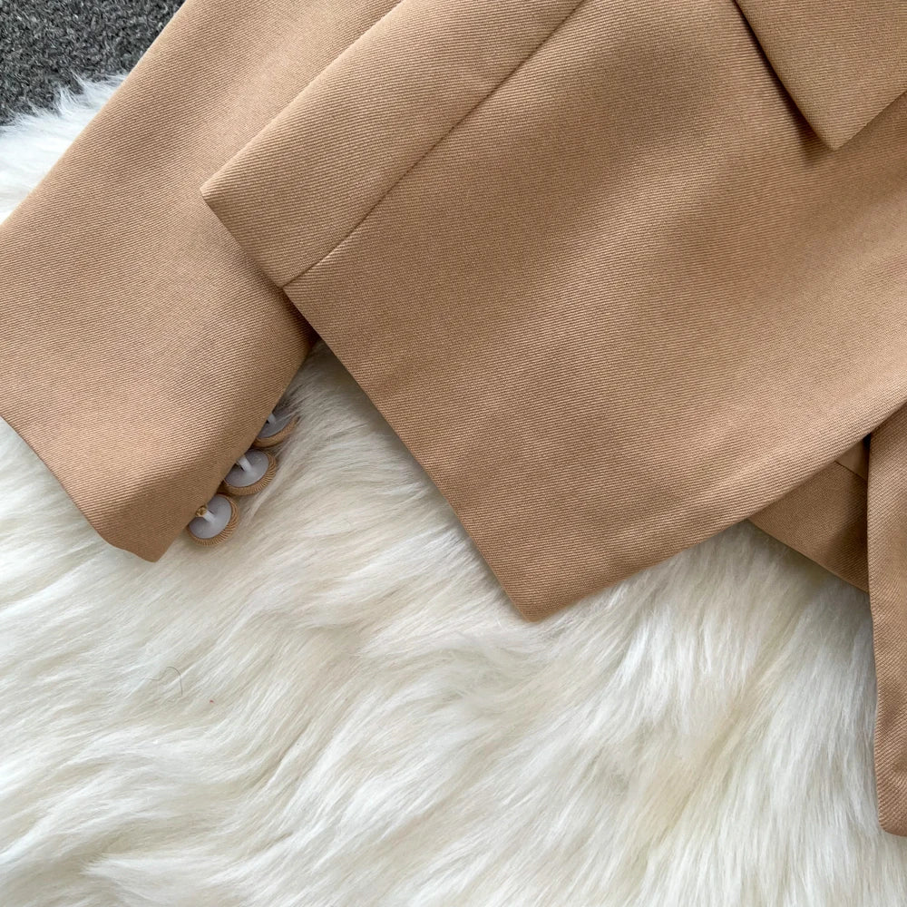 Conjunto de Saia Faionable Cintura Alta em Camadas