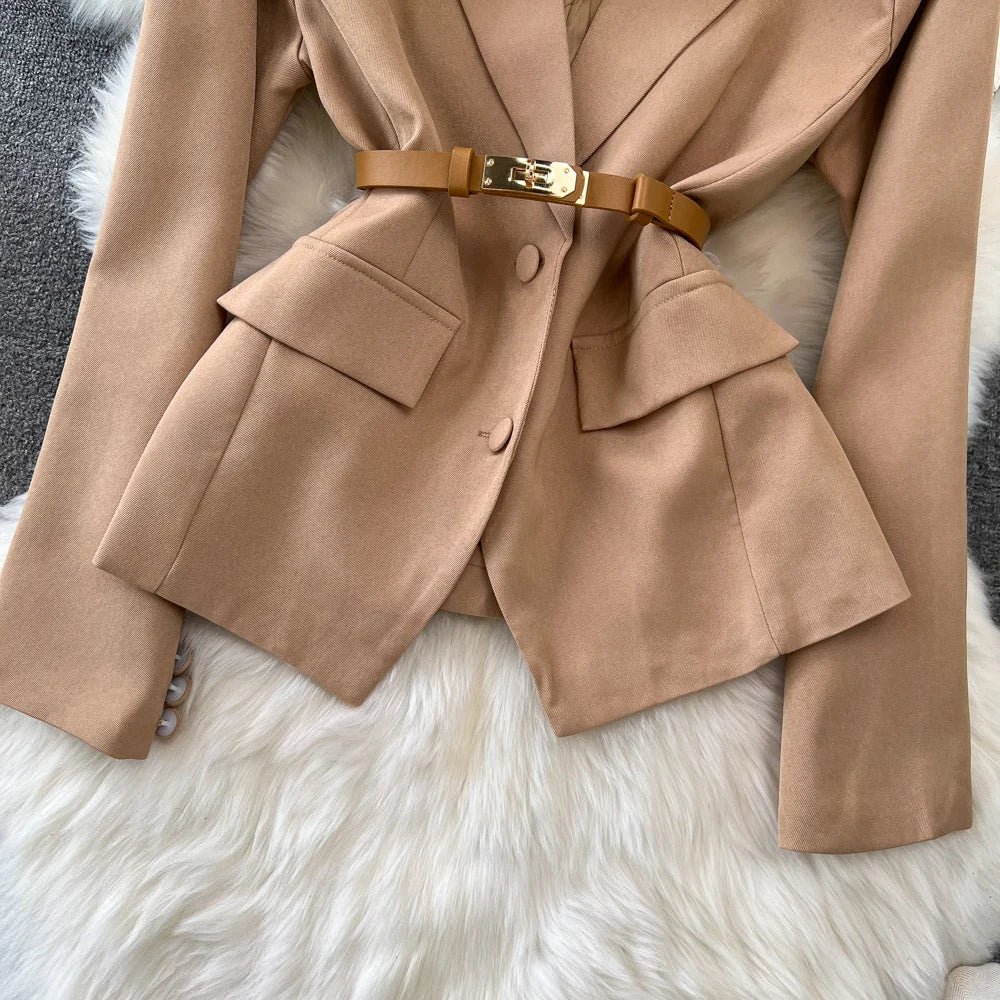 Conjunto de Saia Faionable Cintura Alta em Camadas