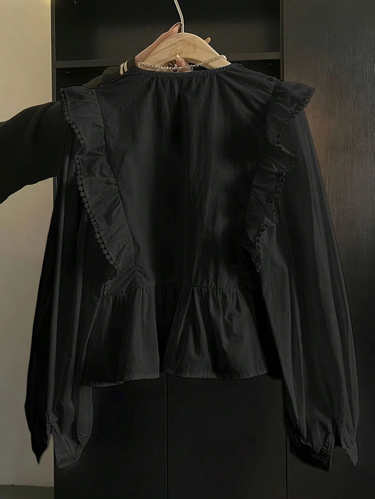 Blusa Casual com Renda e Babados