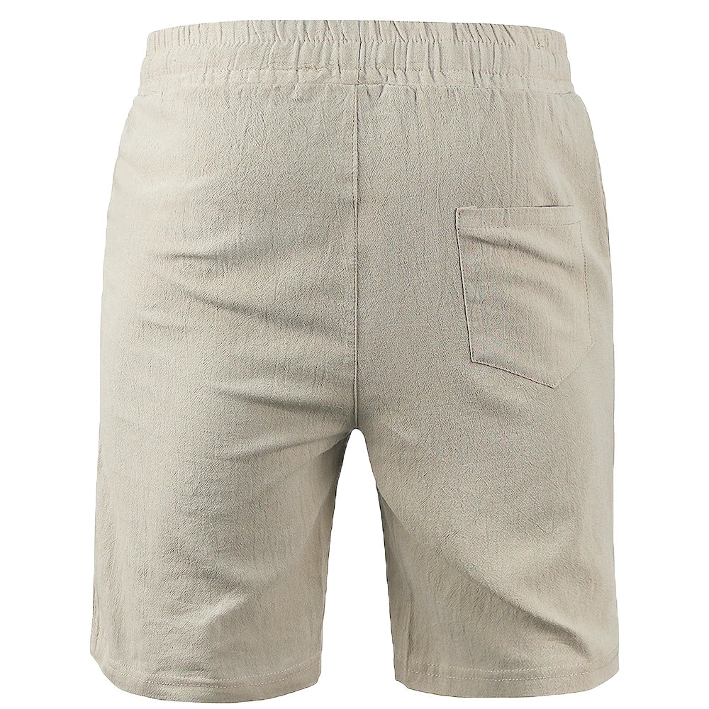 Shorts Masculinos de Algodão e Linho,