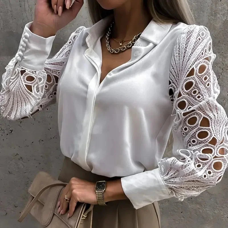 Blusa Feminina Lisa Elegante Decote V